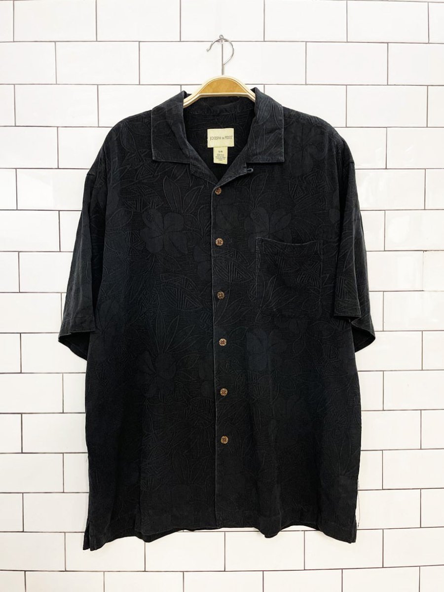 vintage joseph & feiss 100% silk full button resort shirt - good market thrift store