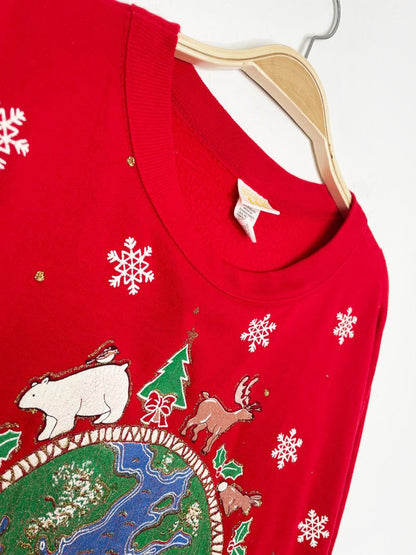vintage joy to the world glitter graphic sweatshirt | holiday time - good market thrift store