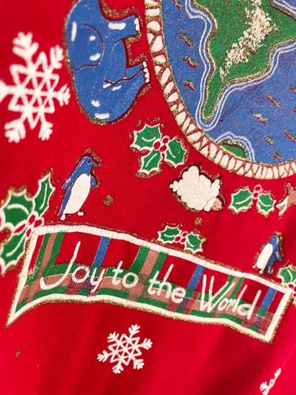 vintage joy to the world glitter graphic sweatshirt | holiday time - good market thrift store