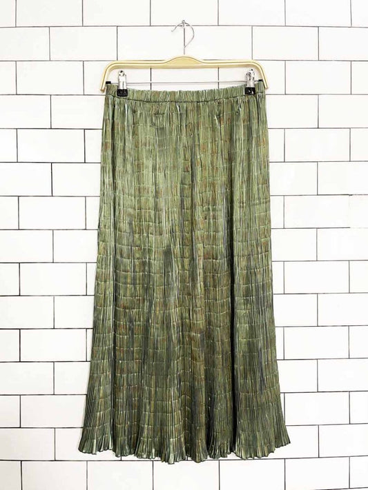 vintage justine limpus parish hand - painted pleated metallic midi skirt | made in USA - good market thrift store