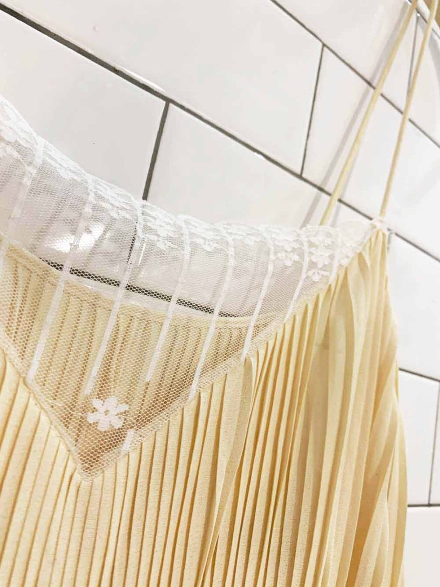 vintage kayser accordion pleat lace trim maxi slip dress | made in Canada - good market thrift store