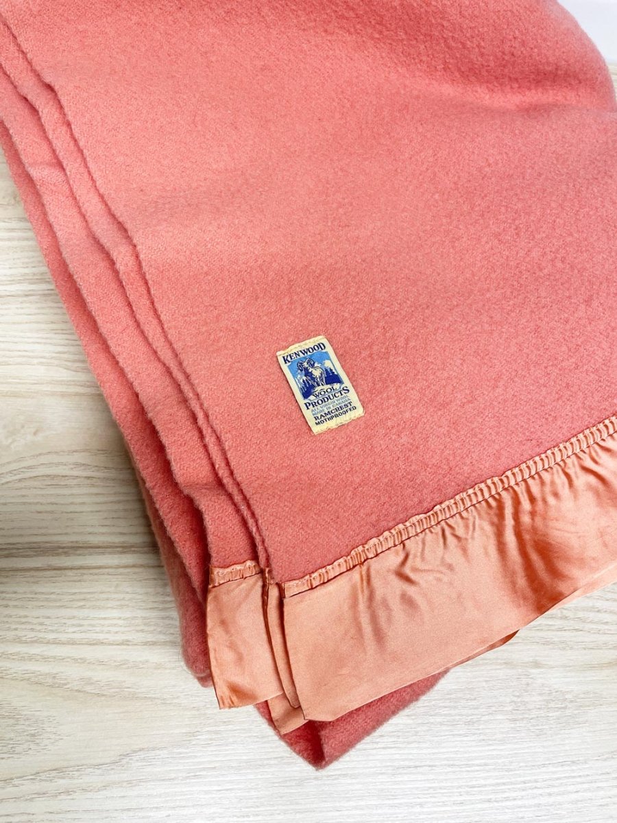 vintage kenwood 100% wool satin edge blanket | made in Canada - good market thrift store