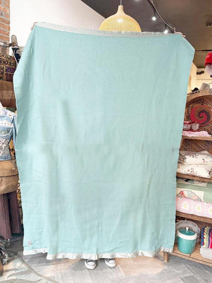 vintage kenwood 100% wool satin trim blanket | made in Canada - good market thrift store