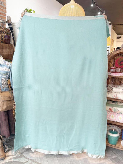 vintage kenwood 100% wool satin trim blanket | made in Canada - good market thrift store