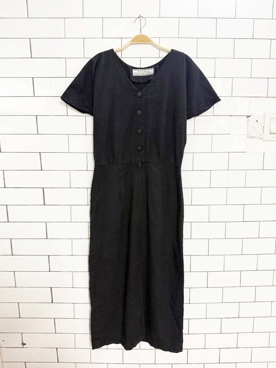 vintage kettle creek 100% linen 1/2 button maxi dress - good market thrift store