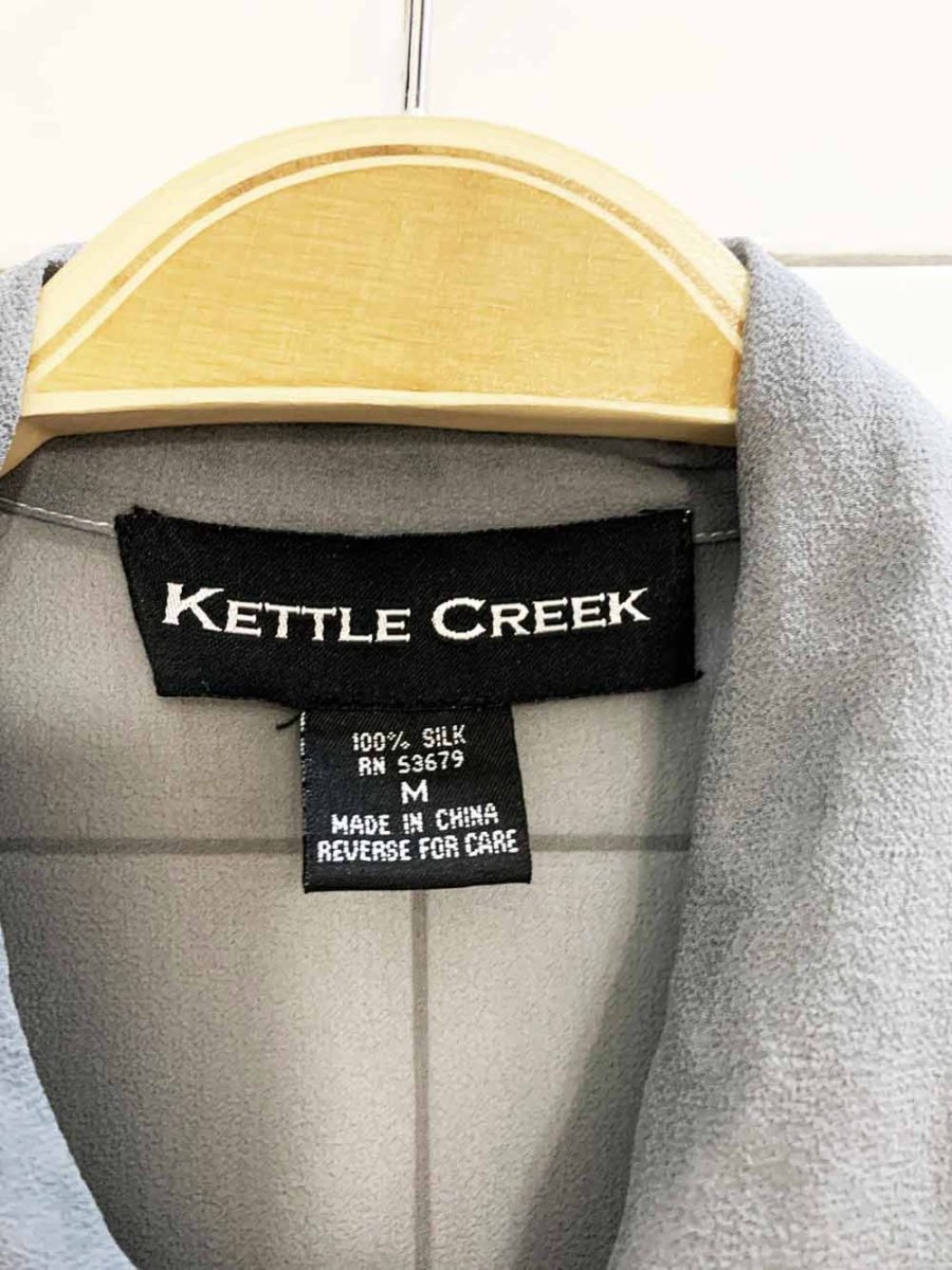 vintage kettle creek 100% silk chiffon full button sleeveless shirt | shell buttons - good market thrift store