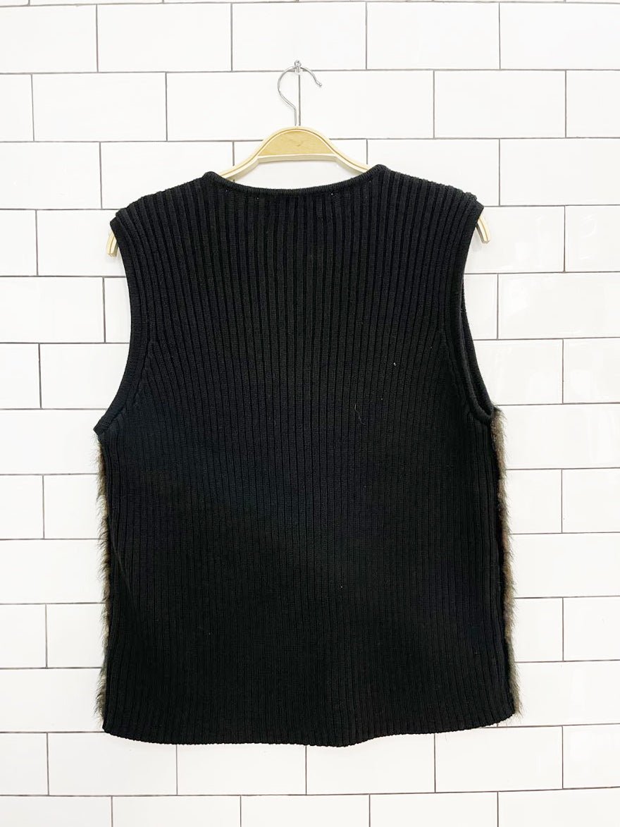 vintage kikit faux fox fur full zip vest | maurice sasson - good market thrift store