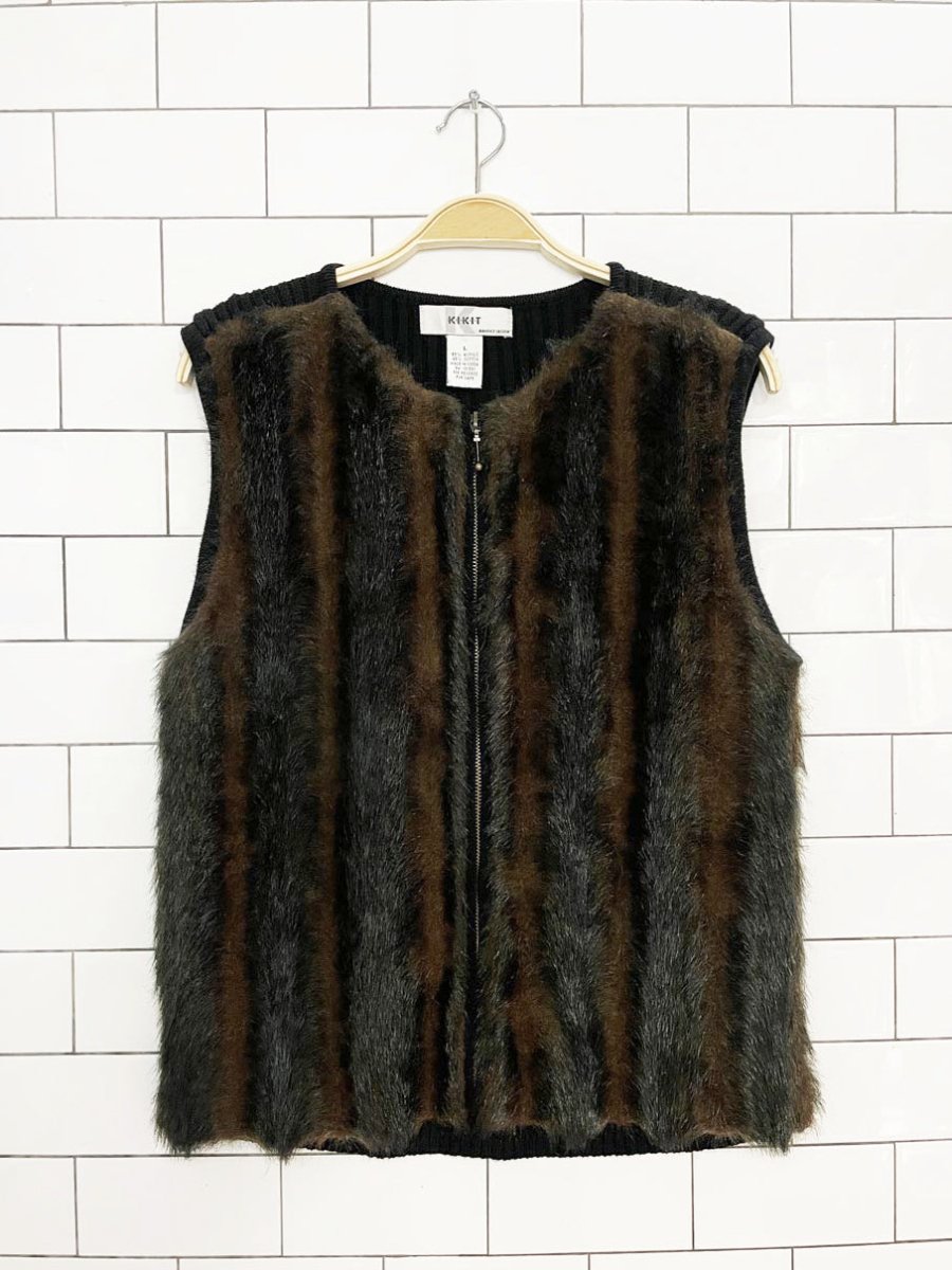 vintage kikit faux fox fur full zip vest | maurice sasson - good market thrift store