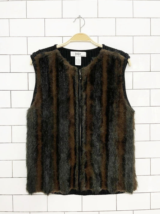 vintage kikit faux fox fur full zip vest | maurice sasson - good market thrift store
