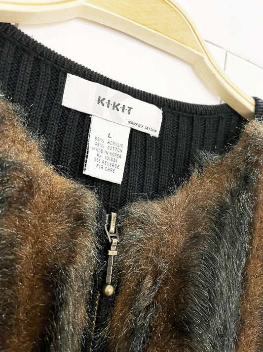 vintage kikit faux fox fur full zip vest | maurice sasson - good market thrift store