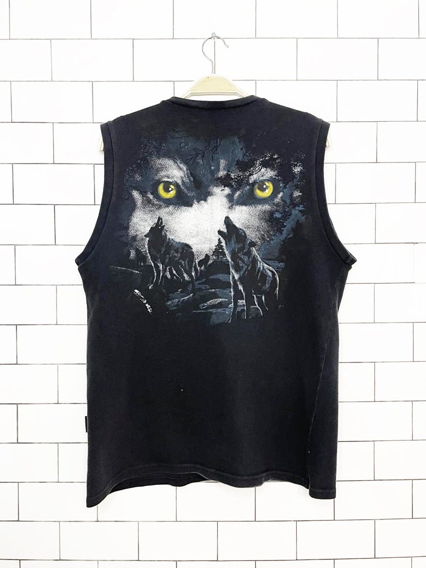 vintage kilani printed wolf heavy weight sleeveless top | crosstrainer xrnr apparel - good market thrift store