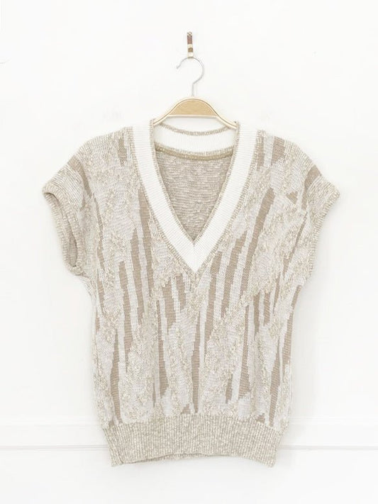 vintage knit v-neck sweater vest top - good market thrift store
