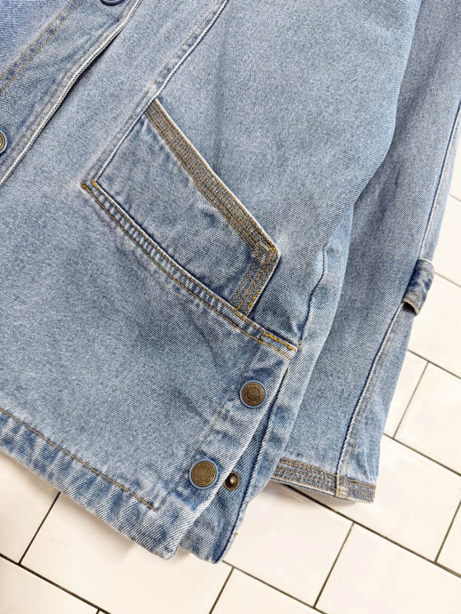 vintage komitor full button hooded lined denim jacket - good market thrift store