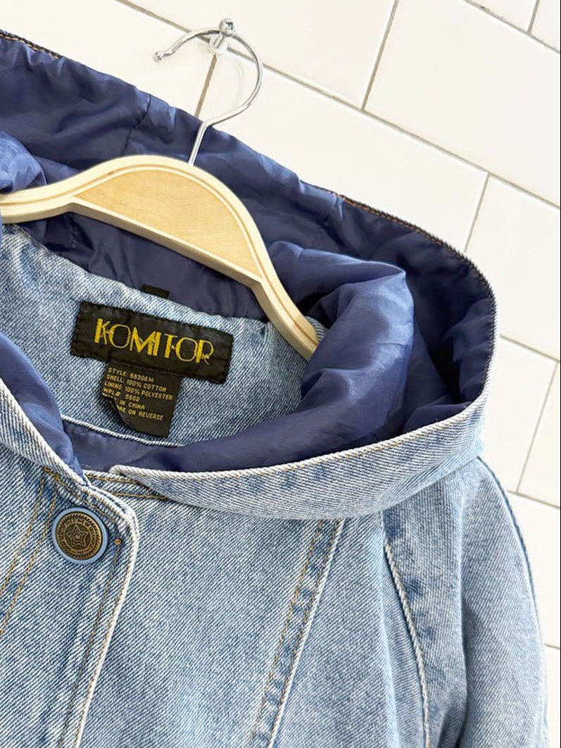 vintage komitor full button hooded lined denim jacket - good market thrift store