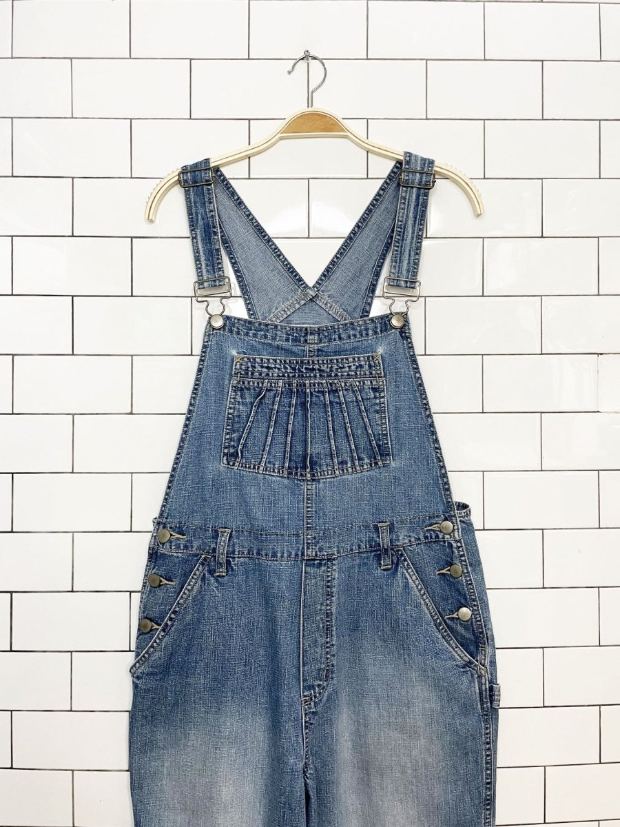 vintage la blues sun ray stitch soft denim wide leg overalls - good market thrift store