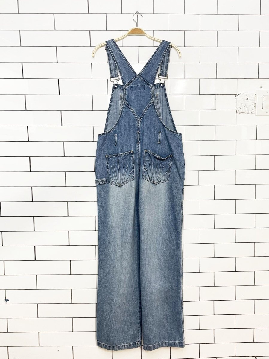 vintage la blues sun ray stitch soft denim wide leg overalls - good market thrift store