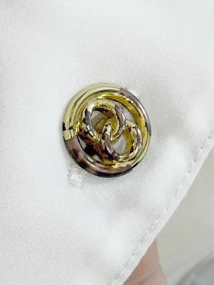 vintage la redoute gold button poly blouse - good market thrift store