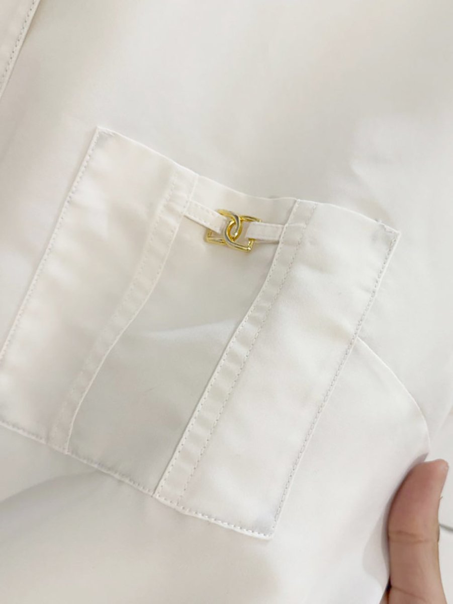 vintage la redoute gold button poly blouse - good market thrift store