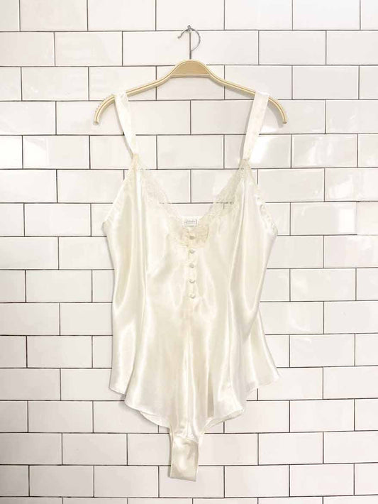 vintage la senza satin lace trim a - ine bodysuit - good market thrift store