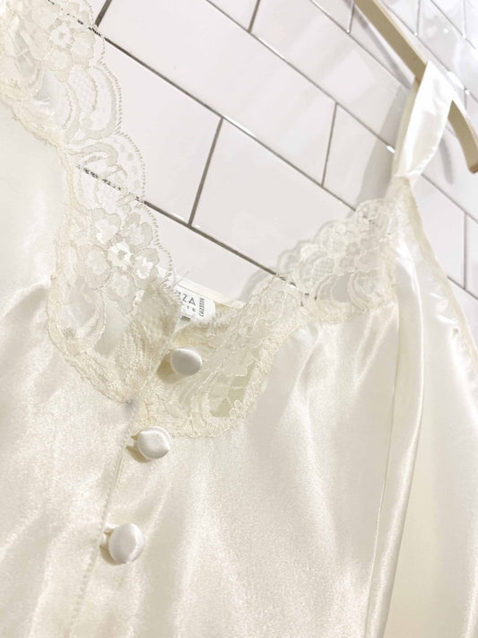 vintage la senza satin lace trim a - ine bodysuit - good market thrift store