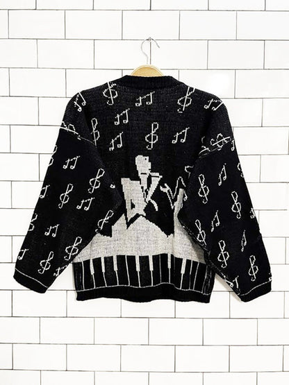 vintage la vista music + dance metallic knit sweater | made in USA - good market thrift store