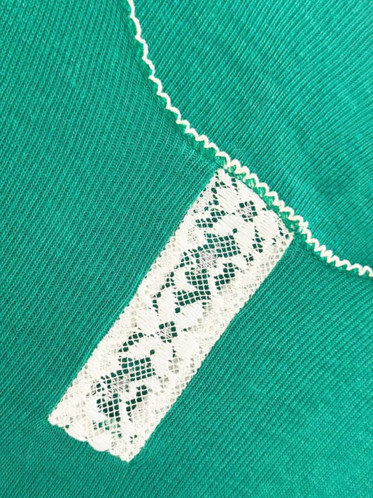 vintage lace detail baby rib knit top - good market thrift store