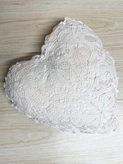 vintage lace heart shaped pillow - good market thrift store