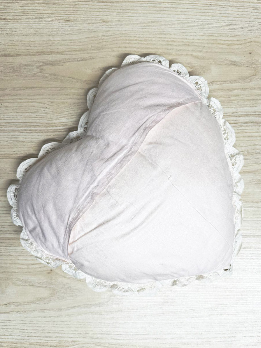 vintage lace heart shaped pillow - good market thrift store