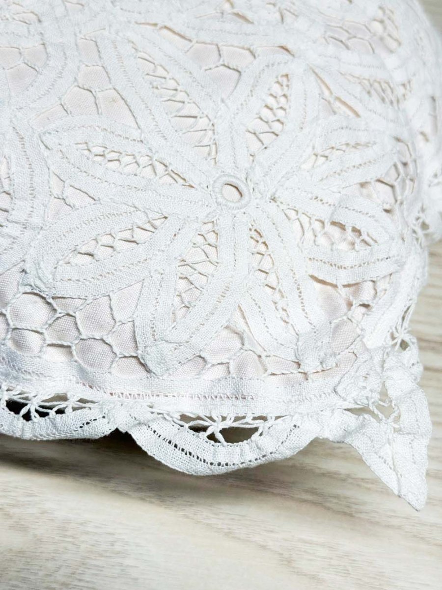 vintage lace heart shaped pillow - good market thrift store