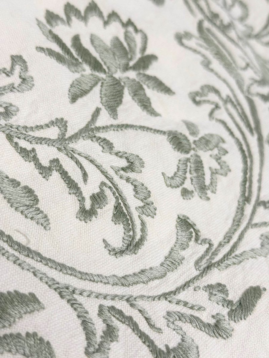 vintage lace trim embroidered round tablecloth - good market thrift store