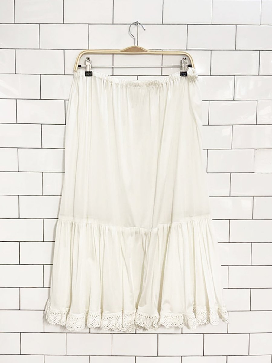 vintage lace trim sheer petticoat midi skirt - good market thrift store