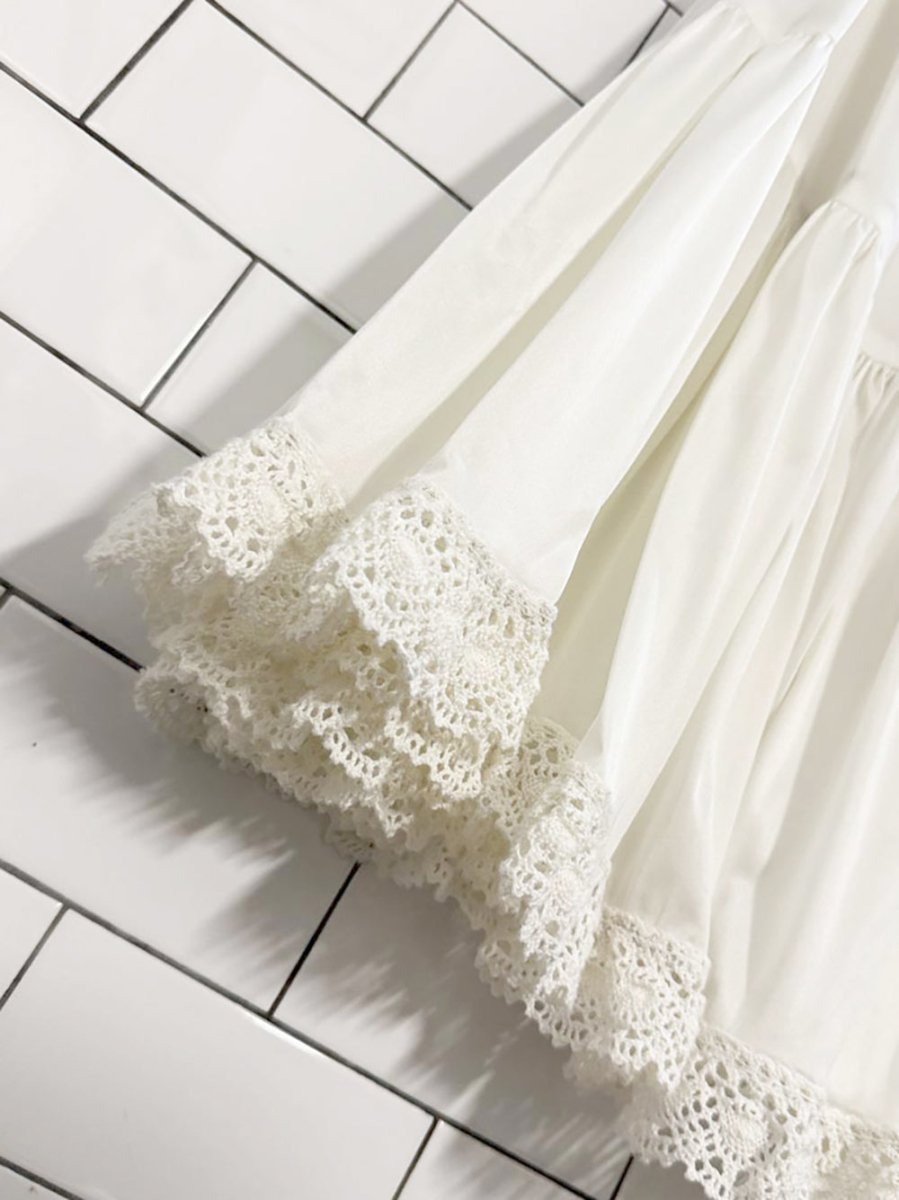 vintage lace trim sheer petticoat midi skirt - good market thrift store