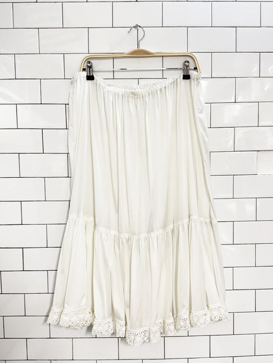 vintage lace trim sheer petticoat midi skirt - good market thrift store