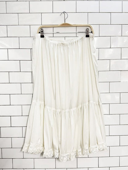 vintage lace trim sheer petticoat midi skirt - good market thrift store