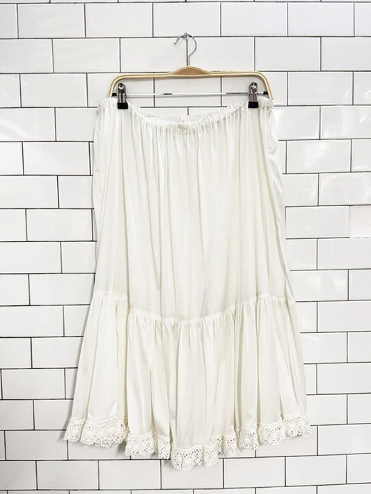 vintage lace trim sheer petticoat midi skirt - good market thrift store