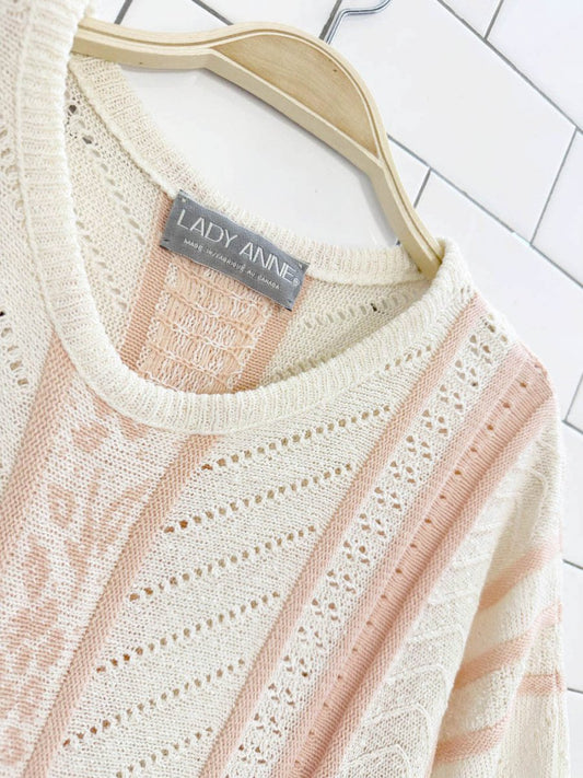 vintage lady anne pointelle loose fit knit top | made in Canada - good market thrift store