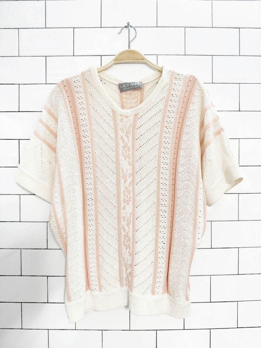 vintage lady anne pointelle loose fit knit top | made in Canada - good market thrift store