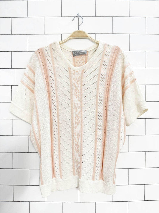 vintage lady anne pointelle loose fit knit top | made in Canada - good market thrift store