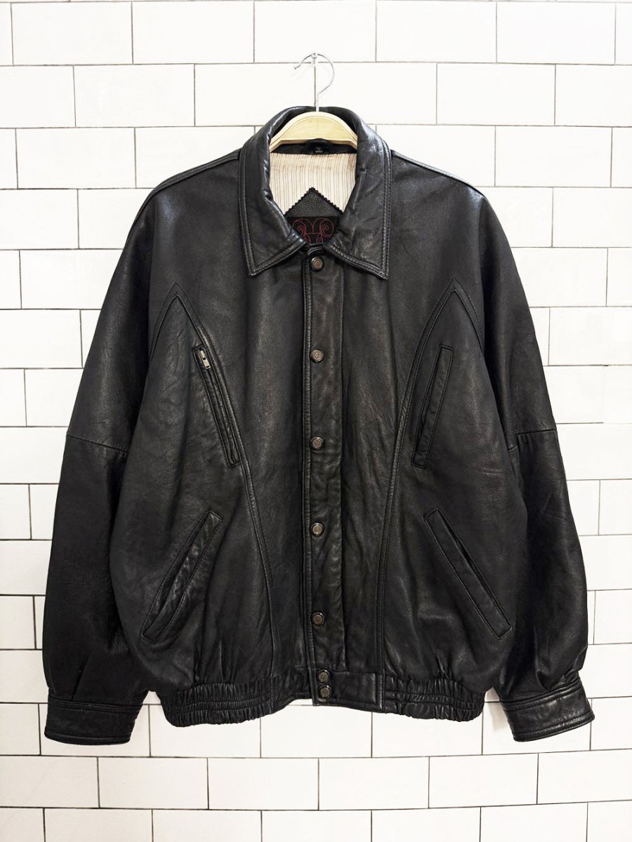 vintage lakeland soft leather snap button bomber jacket - good market thrift store