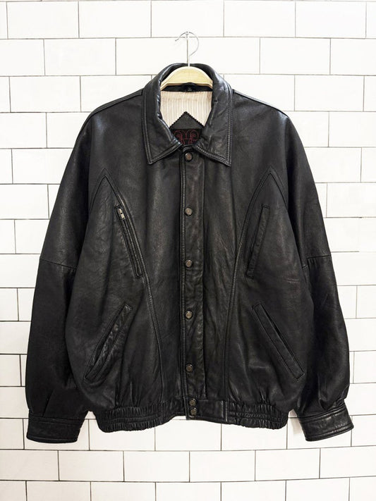 vintage lakeland soft leather snap button bomber jacket - good market thrift store