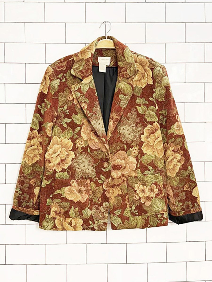 vintage lakewear wove floral tapestry blazer - good market thrift store