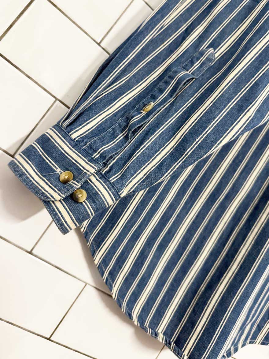 vintage land's end striped denim shirt | made in USA - good market thrift store