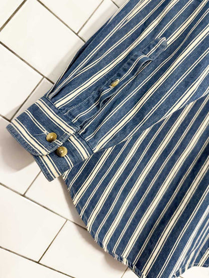 vintage land's end striped denim shirt | made in USA - good market thrift store