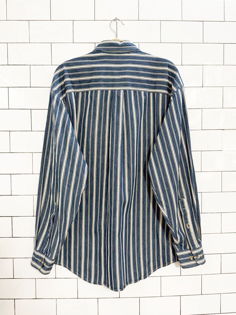 vintage land's end striped denim shirt | made in USA - good market thrift store