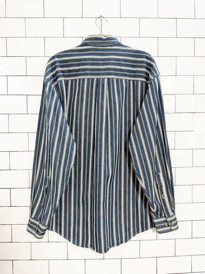 vintage land's end striped denim shirt | made in USA - good market thrift store