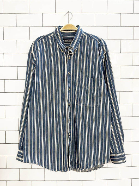 vintage land's end striped denim shirt | made in USA - good market thrift store