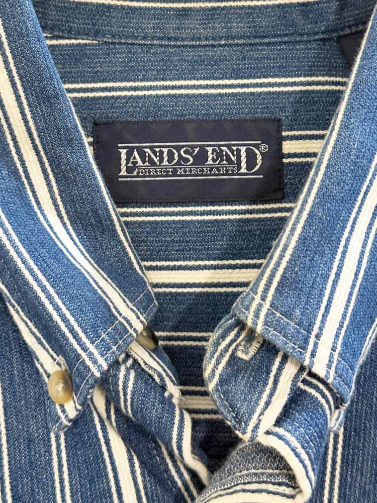 vintage land's end striped denim shirt | made in USA - good market thrift store