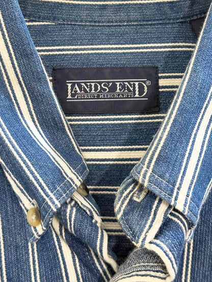 vintage land's end striped denim shirt | made in USA - good market thrift store