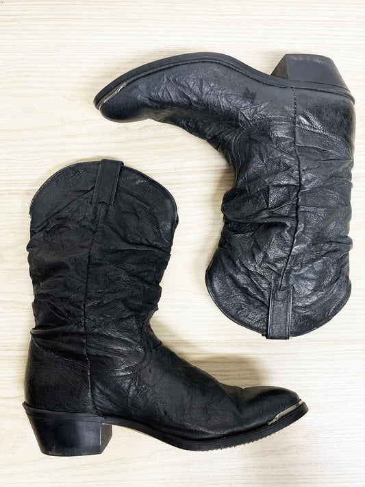 vintage laredo western soft leather slouchy cowboy boot - good market thrift store