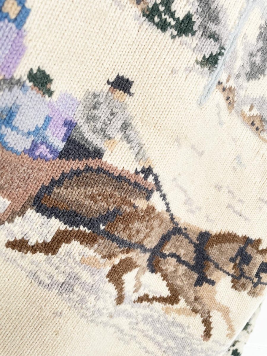 vintage lauren RL 100% lambswool hand - knit sleigh ride 1/4 zip knit hoodie | ralph lauren - good market thrift store